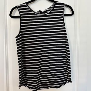 Striped knit tie back tank top